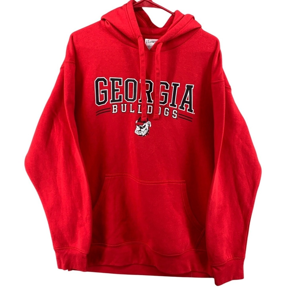 Georgia Bulldogs Hanes‎ Red Pullover Hoodie Sweatshirt Mens Size L
